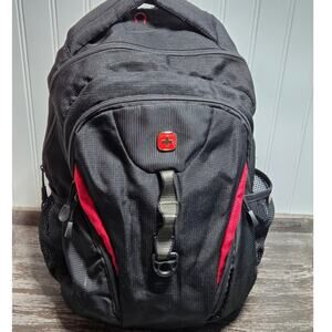 Swiss Alps Black Red Laptop Multi Compartment Backpack